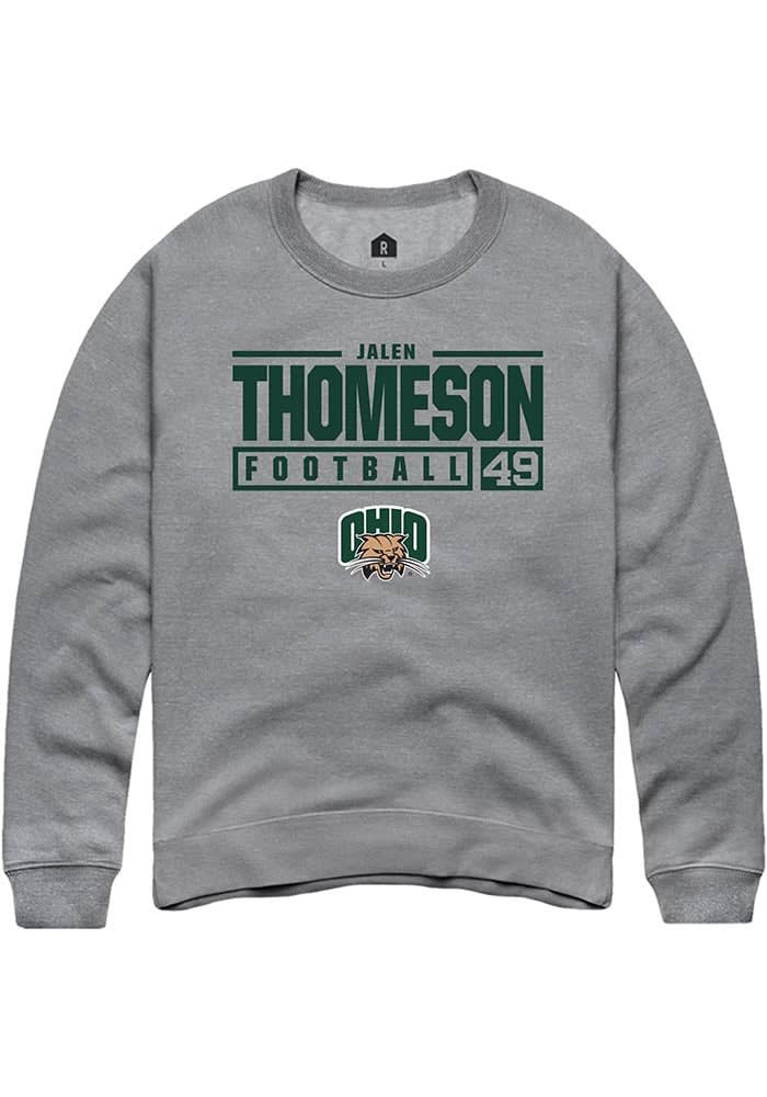 Jalen Thomeson  Rally Ohio Bobcats Mens Graphite NIL Stacked Box Long Sleeve Crew Sweatshirt