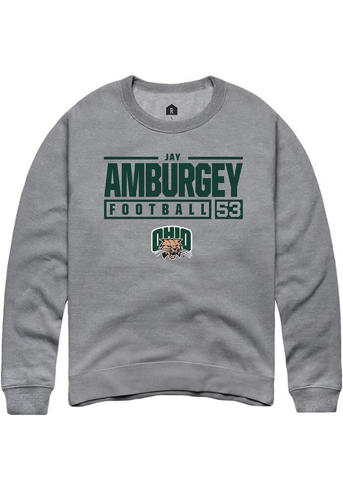 Jay Amburgey  Rally Ohio Bobcats Mens Graphite NIL Stacked Box Long Sleeve Crew Sweatshirt