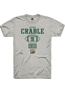 Jayvian Crable  Ohio Bobcats Ash Rally NIL Sport Icon Short Sleeve T Shirt