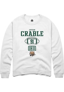 Jayvian Crable  Rally Ohio Bobcats Mens White NIL Sport Icon Long Sleeve Crew Sweatshirt