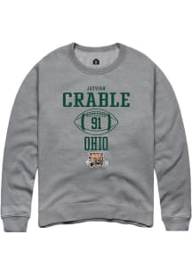 Jayvian Crable  Rally Ohio Bobcats Mens Graphite NIL Sport Icon Long Sleeve Crew Sweatshirt