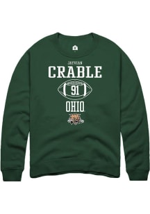 Jayvian Crable  Rally Ohio Bobcats Mens Green NIL Sport Icon Long Sleeve Crew Sweatshirt