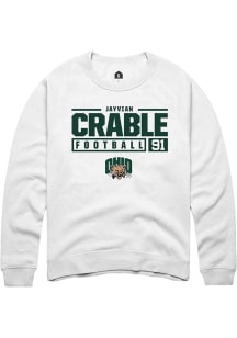 Jayvian Crable  Rally Ohio Bobcats Mens White NIL Stacked Box Long Sleeve Crew Sweatshirt