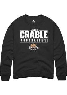 Jayvian Crable  Rally Ohio Bobcats Mens Black NIL Stacked Box Long Sleeve Crew Sweatshirt