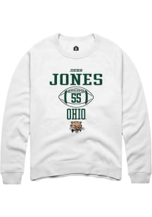 Jordon Jones  Rally Ohio Bobcats Mens White NIL Sport Icon Long Sleeve Crew Sweatshirt