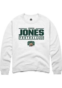 Jordon Jones  Rally Ohio Bobcats Mens White NIL Stacked Box Long Sleeve Crew Sweatshirt