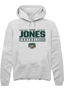 Jordon Jones  Rally Ohio Bobcats Mens White NIL Stacked Box Long Sleeve Hoodie