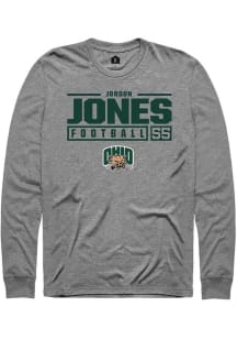 Jordon Jones  Ohio Bobcats Graphite Rally NIL Stacked Box Long Sleeve T Shirt