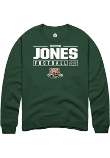 Jordon Jones  Rally Ohio Bobcats Mens Green NIL Stacked Box Long Sleeve Crew Sweatshirt