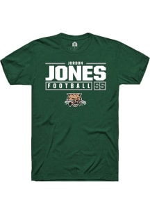 Jordon Jones  Ohio Bobcats Green Rally NIL Stacked Box Short Sleeve T Shirt