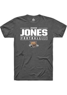 Jordon Jones  Ohio Bobcats Dark Grey Rally NIL Stacked Box Short Sleeve T Shirt