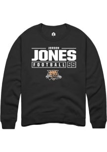 Jordon Jones  Rally Ohio Bobcats Mens Black NIL Stacked Box Long Sleeve Crew Sweatshirt