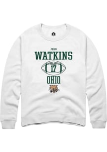 Juan Watkins  Rally Ohio Bobcats Mens White NIL Sport Icon Long Sleeve Crew Sweatshirt