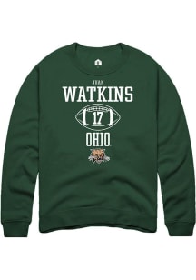 Juan Watkins  Rally Ohio Bobcats Mens Green NIL Sport Icon Long Sleeve Crew Sweatshirt