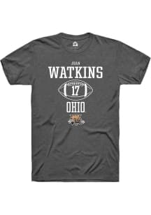 Juan Watkins  Ohio Bobcats Dark Grey Rally NIL Sport Icon Short Sleeve T Shirt