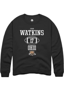 Juan Watkins  Rally Ohio Bobcats Mens Black NIL Sport Icon Long Sleeve Crew Sweatshirt