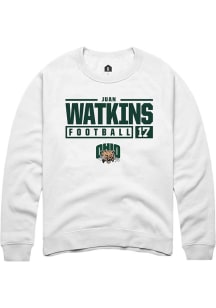 Juan Watkins  Rally Ohio Bobcats Mens White NIL Stacked Box Long Sleeve Crew Sweatshirt