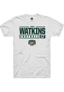 Juan Watkins  Ohio Bobcats White Rally NIL Stacked Box Short Sleeve T Shirt