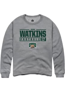 Juan Watkins  Rally Ohio Bobcats Mens Graphite NIL Stacked Box Long Sleeve Crew Sweatshirt