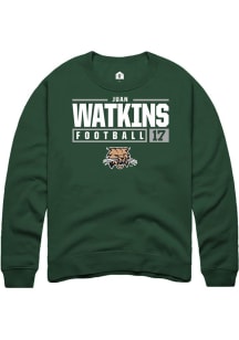 Juan Watkins  Rally Ohio Bobcats Mens Green NIL Stacked Box Long Sleeve Crew Sweatshirt