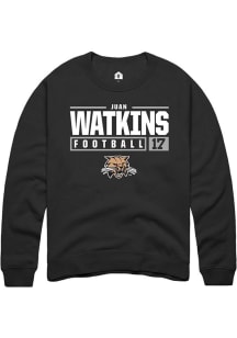 Juan Watkins  Rally Ohio Bobcats Mens Black NIL Stacked Box Long Sleeve Crew Sweatshirt