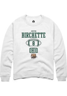 Justin Birchette  Rally Ohio Bobcats Mens White NIL Sport Icon Long Sleeve Crew Sweatshirt