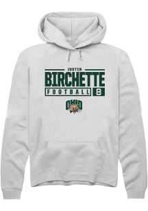 Justin Birchette  Rally Ohio Bobcats Mens White NIL Stacked Box Long Sleeve Hoodie