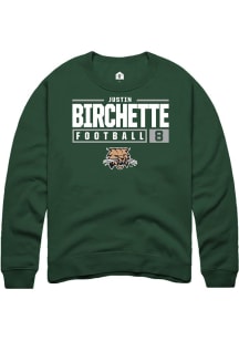 Justin Birchette  Rally Ohio Bobcats Mens Green NIL Stacked Box Long Sleeve Crew Sweatshirt