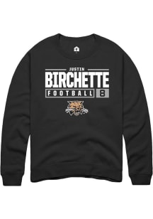 Justin Birchette  Rally Ohio Bobcats Mens Black NIL Stacked Box Long Sleeve Crew Sweatshirt