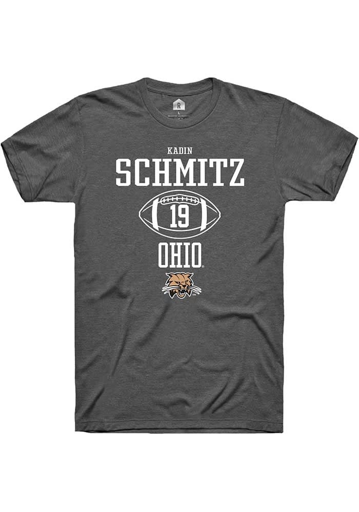 Kadin Schmitz  Ohio Bobcats Dark Grey Rally NIL Sport Icon Short Sleeve T Shirt