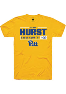 Sarah Hurst Gold Pitt Panthers NIL Stacked Box Design Short Sleeve T Shirt