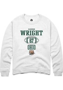 Kameron Wright  Rally Ohio Bobcats Mens White NIL Sport Icon Long Sleeve Crew Sweatshirt