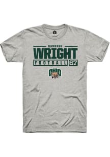 Kameron Wright  Ohio Bobcats Ash Rally NIL Stacked Box Short Sleeve T Shirt