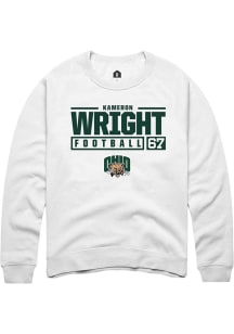 Kameron Wright  Rally Ohio Bobcats Mens White NIL Stacked Box Long Sleeve Crew Sweatshirt