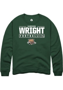 Kameron Wright  Rally Ohio Bobcats Mens Green NIL Stacked Box Long Sleeve Crew Sweatshirt