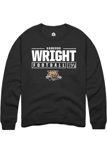 Kameron Wright  Rally Ohio Bobcats Mens Black NIL Stacked Box Long Sleeve Crew Sweatshirt