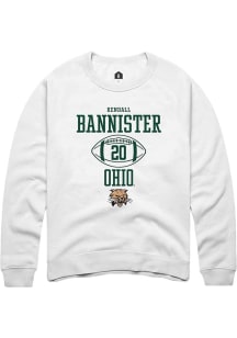 Kendall Bannister  Rally Ohio Bobcats Mens White NIL Sport Icon Long Sleeve Crew Sweatshirt