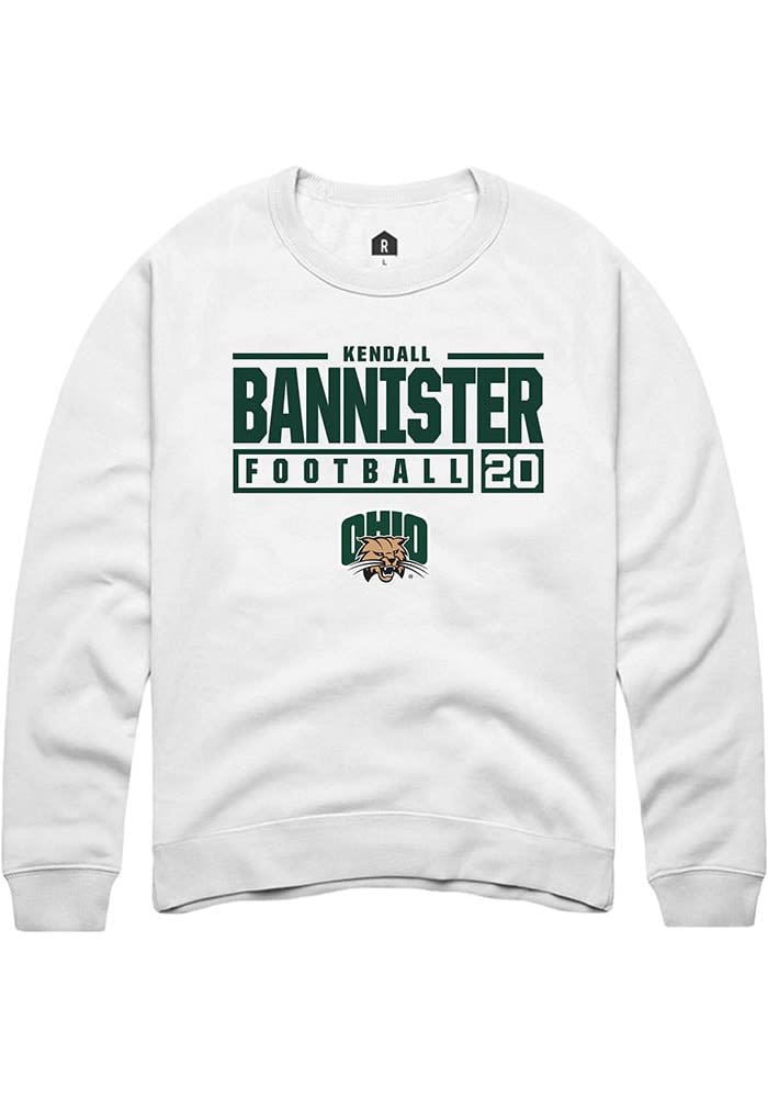 Kendall Bannister Rally Ohio Bobcats Mens NIL Stacked Box Long Sleeve Crew Sweatshirt