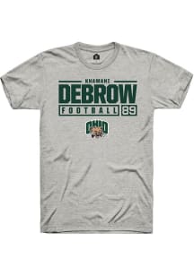 Khamani Debrow  Ohio Bobcats Ash Rally NIL Stacked Box Short Sleeve T Shirt