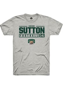 Kwame Sutton  Ohio Bobcats Ash Rally NIL Stacked Box Short Sleeve T Shirt