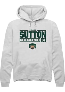 Kwame Sutton  Rally Ohio Bobcats Mens White NIL Stacked Box Long Sleeve Hoodie