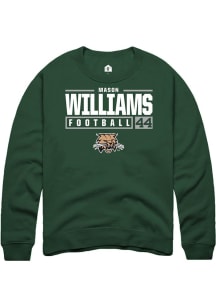 Mason Williams  Rally Ohio Bobcats Mens Green NIL Stacked Box Long Sleeve Crew Sweatshirt