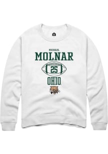 Michael Molnar  Rally Ohio Bobcats Mens White NIL Sport Icon Long Sleeve Crew Sweatshirt