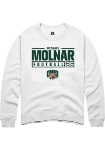 Michael Molnar  Rally Ohio Bobcats Mens White NIL Stacked Box Long Sleeve Crew Sweatshirt