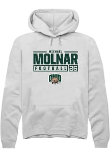 Michael Molnar  Rally Ohio Bobcats Mens White NIL Stacked Box Long Sleeve Hoodie