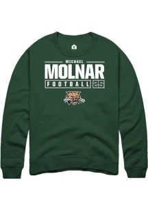 Michael Molnar  Rally Ohio Bobcats Mens Green NIL Stacked Box Long Sleeve Crew Sweatshirt