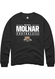 Michael Molnar  Rally Ohio Bobcats Mens Black NIL Stacked Box Long Sleeve Crew Sweatshirt