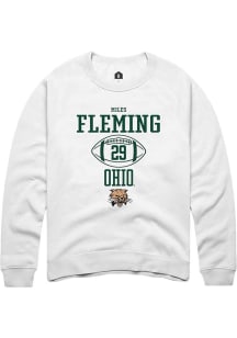 Miles Fleming  Rally Ohio Bobcats Mens White NIL Sport Icon Long Sleeve Crew Sweatshirt