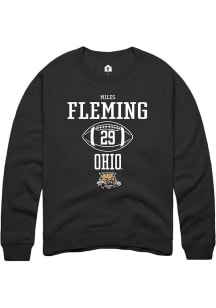 Miles Fleming  Rally Ohio Bobcats Mens Black NIL Sport Icon Long Sleeve Crew Sweatshirt