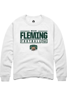 Miles Fleming  Rally Ohio Bobcats Mens White NIL Stacked Box Long Sleeve Crew Sweatshirt